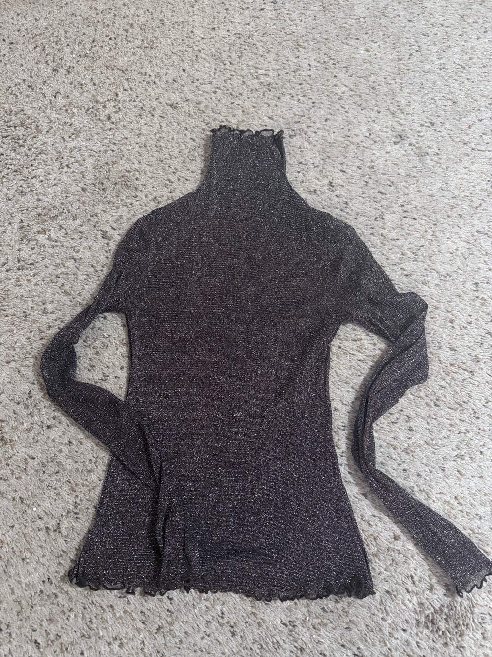 Sparkly Metallic Shimmery Long Sleeve Turtleneck Top